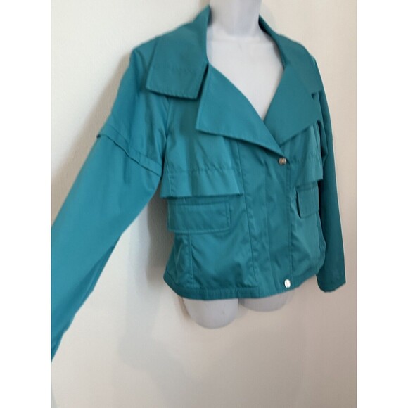 Carlisle Womens Turquoise Blue Moto Jacket Size 10 Full Zip Windbreaker EUC - Picture 3 of 10